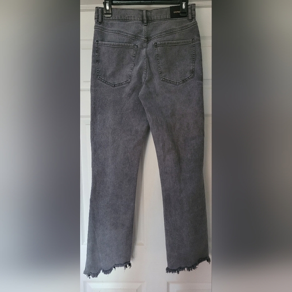 Express NWT $80 Women's Light Gray 90's Boot High Rise Torn Edge Denim Jeans 4R - Picture 5 of 13
